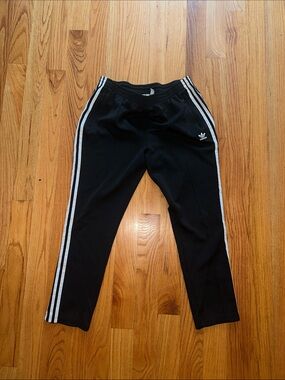 adidas Black Jogger Pants with White Three-Stripes